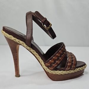 Cole Haan Nike Air Brown Leather Strappy Heels/Sandals Size 5
